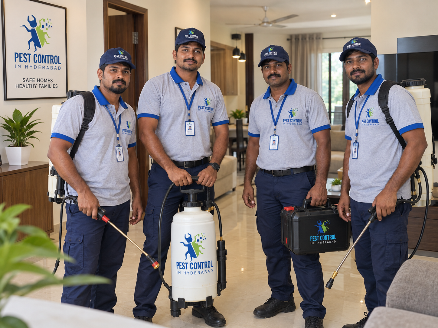 Our Pest Control in Hyderabad technicians with professional equipment
